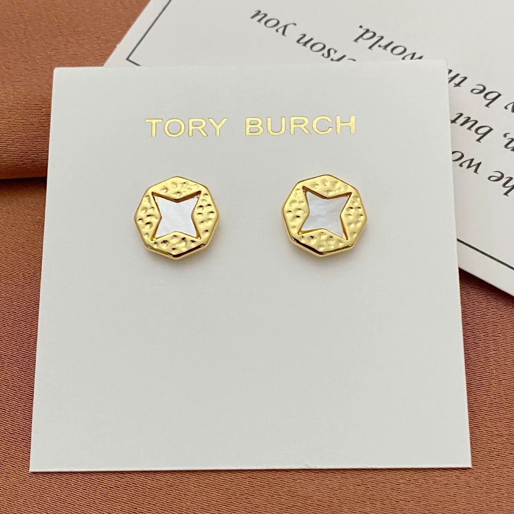 Tory Burch Mother of Pearl Metal Stud Earrings for